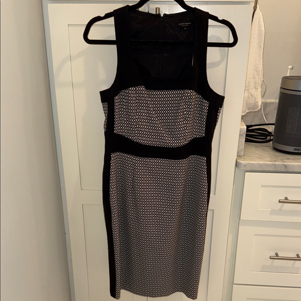Nanette Lepore Black and White Patterned Midi Dress